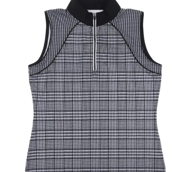 EP Pro Women Sleeveless Houndstooth Golf Polo- XXL Black - Picture 3 of 4